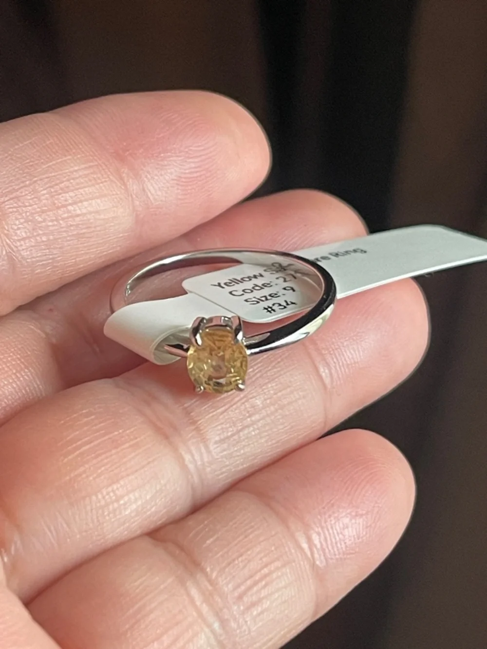 Certified Natural Yellow Sapphire Solitaire Gemstone Ring in 925 Silver Size 9